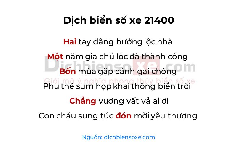 Dịch thơ biển số 21400
