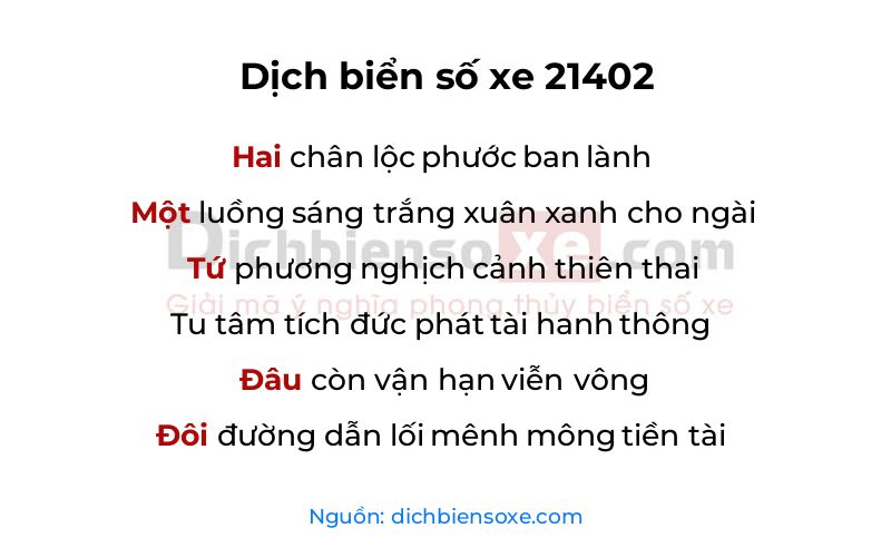 Dịch thơ biển số 21402