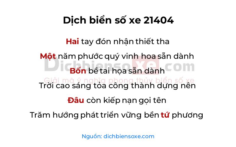 Dịch thơ biển số 21404
