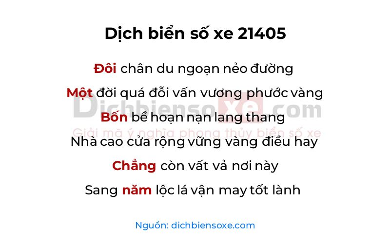 Dịch thơ biển số 21405