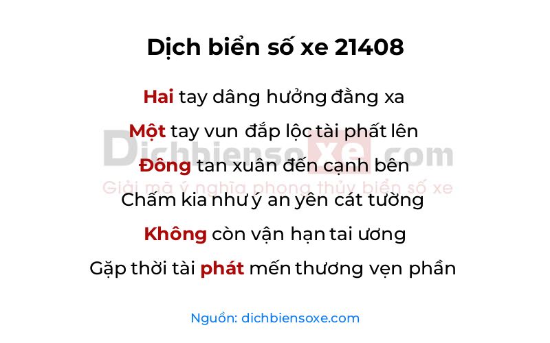 Dịch thơ biển số 21408