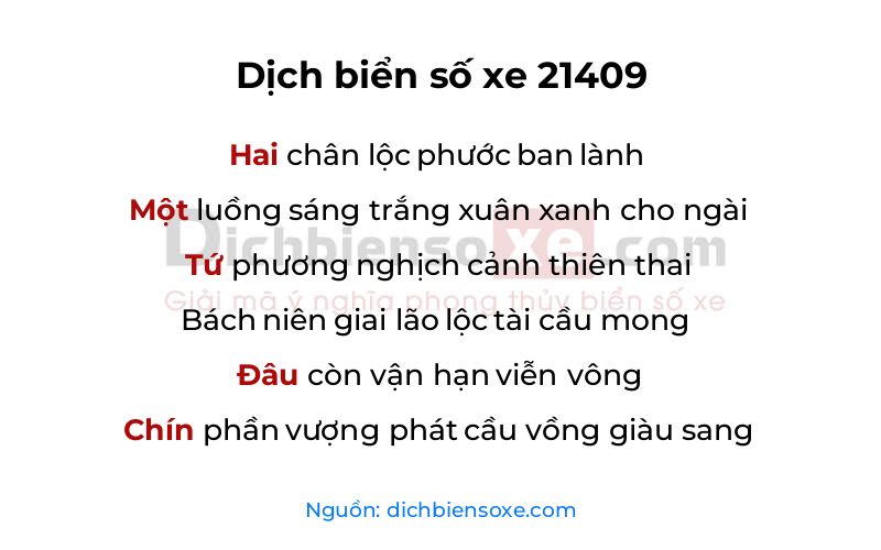 Dịch thơ biển số 21409