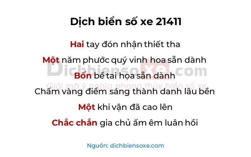 Dịch thơ biển số 21411