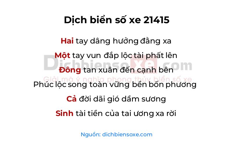 Dịch thơ biển số 21415