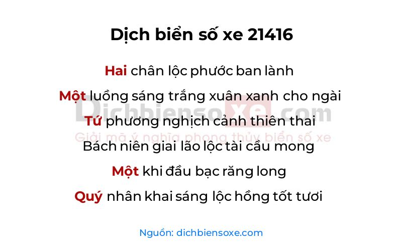 Dịch thơ biển số 21416