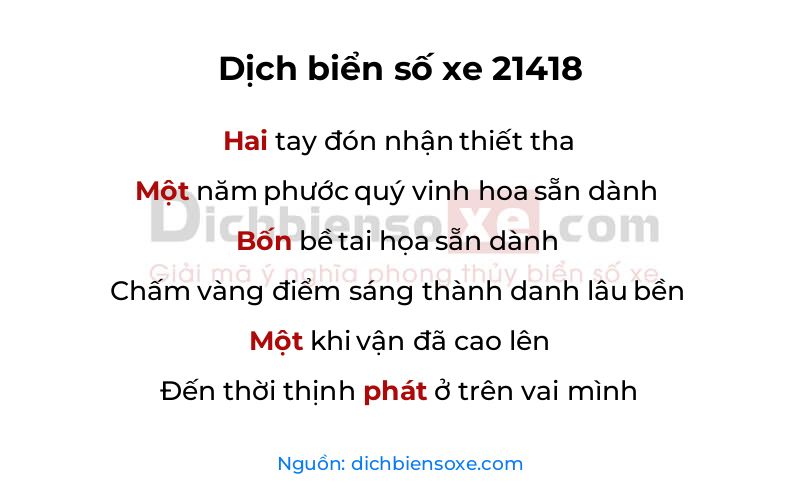 Dịch thơ biển số 21418