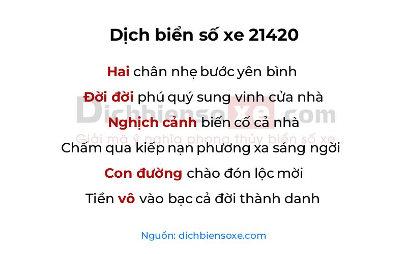 Dịch thơ biển số 21420