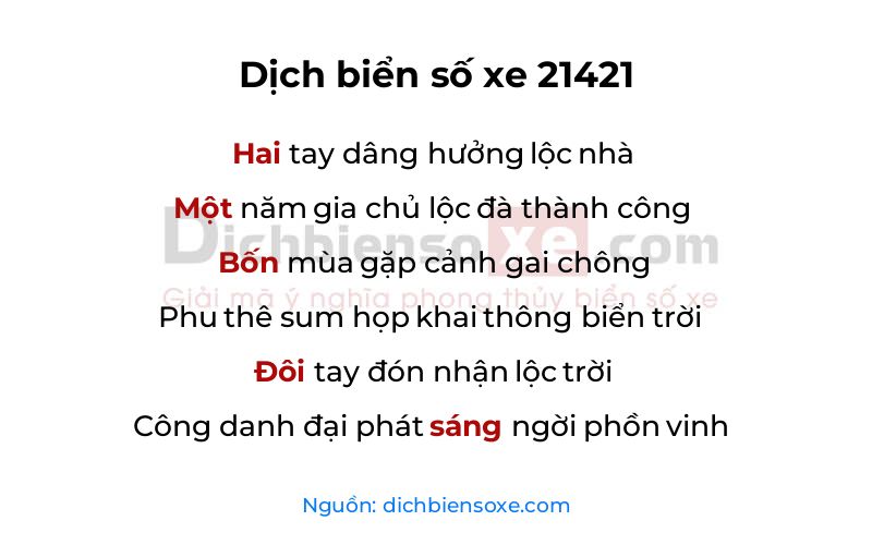 Dịch thơ biển số 21421