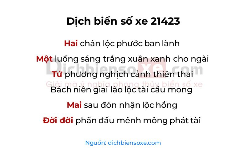 Dịch thơ biển số 21423