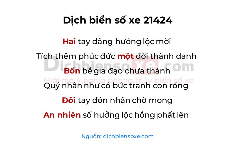 Dịch thơ biển số 21424