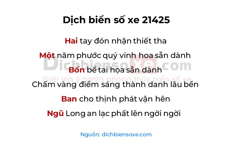 Dịch thơ biển số 21425