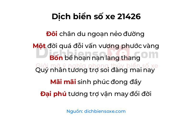 Dịch thơ biển số 21426