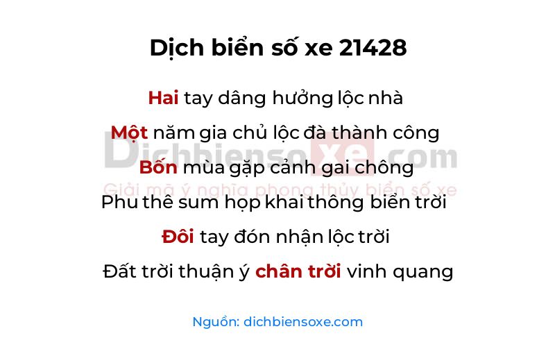 Dịch thơ biển số 21428