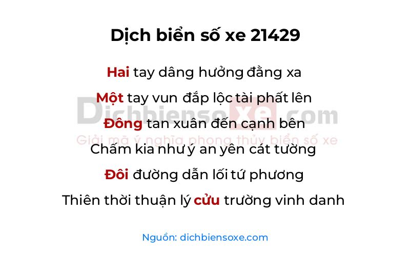 Dịch thơ biển số 21429