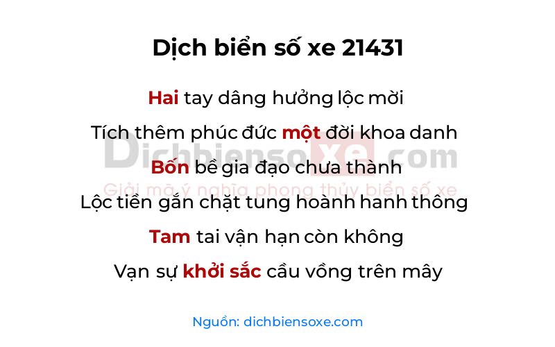 Dịch thơ biển số 21431