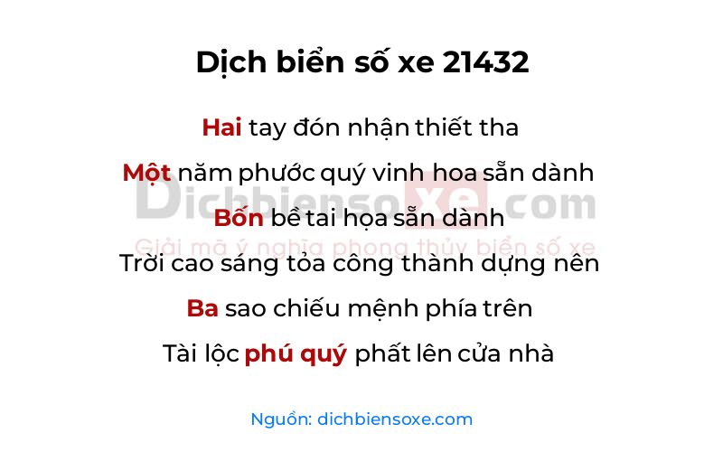Dịch thơ biển số 21432