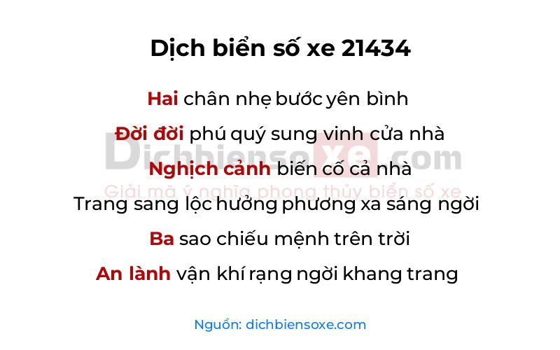 Dịch thơ biển số 21434