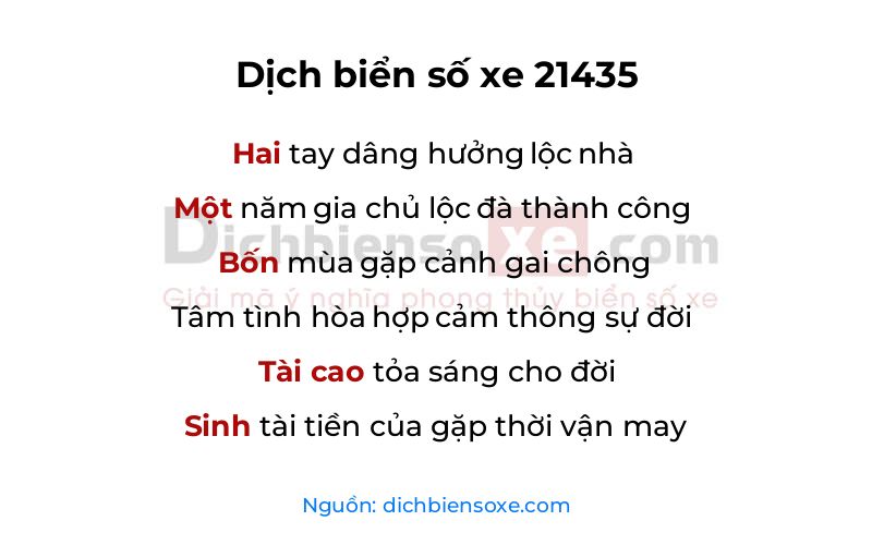 Dịch thơ biển số 21435