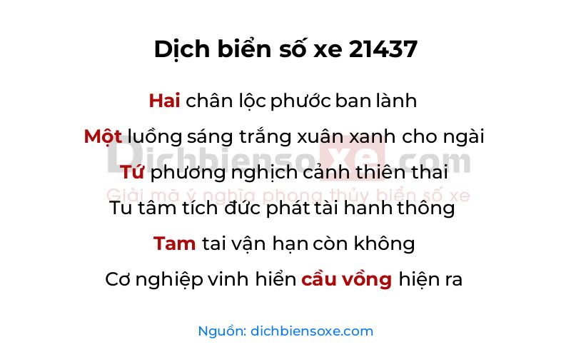 Dịch thơ biển số 21437