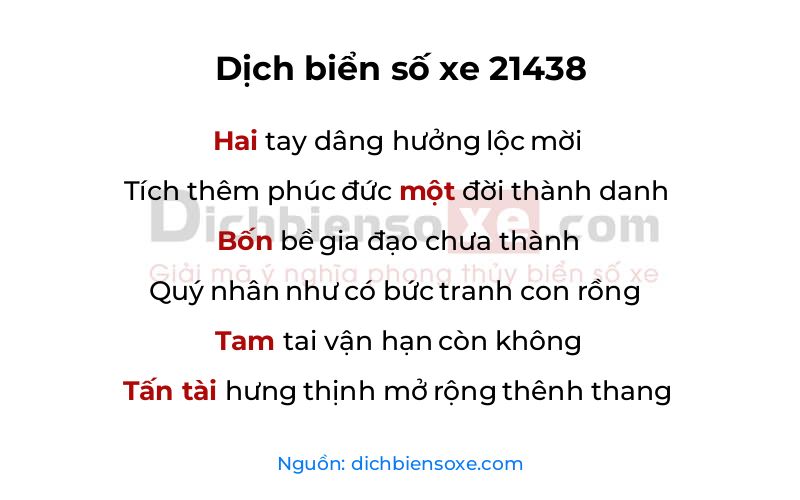 Dịch thơ biển số 21438