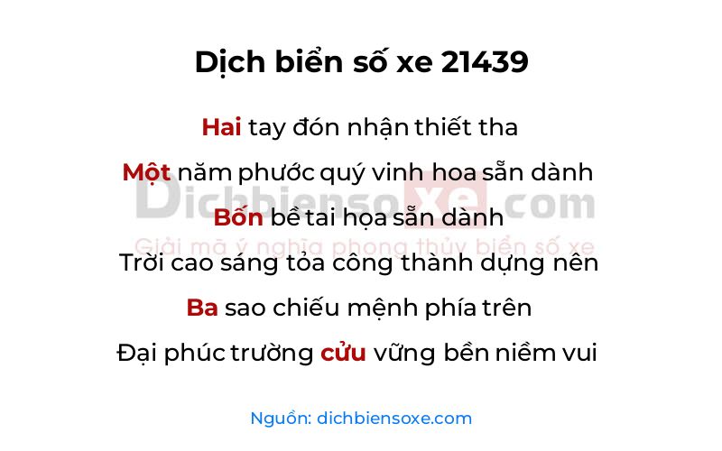 Dịch thơ biển số 21439