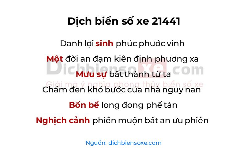 Dịch thơ biển số 21441
