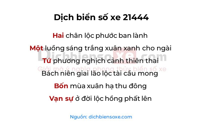 Dịch thơ biển số 21444