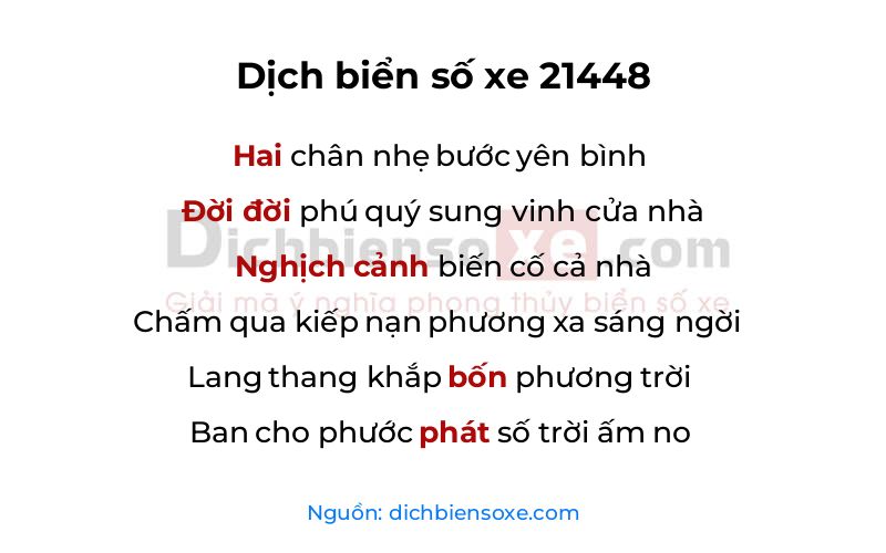 Dịch thơ biển số 21448