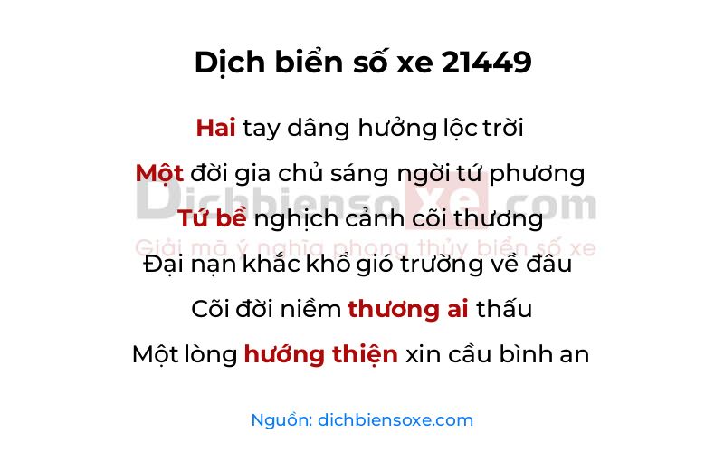 Dịch thơ biển số 21449