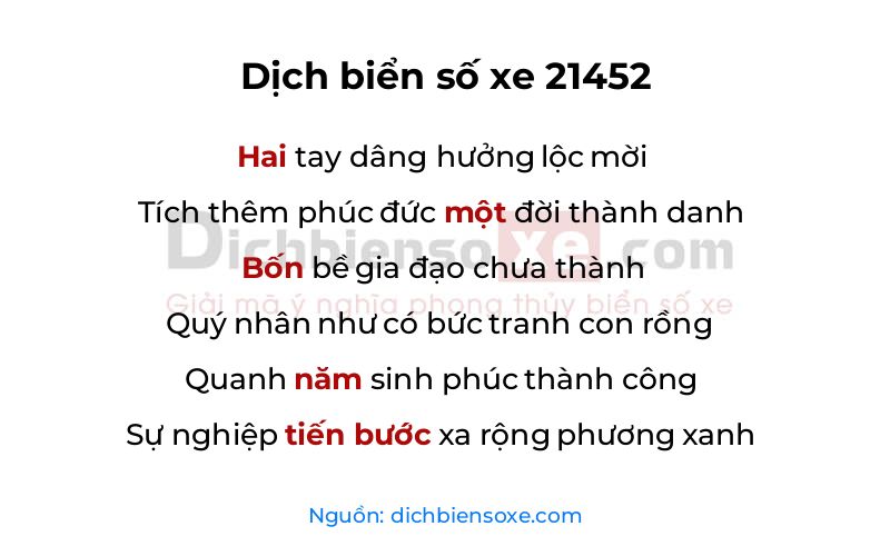 Dịch thơ biển số 21452