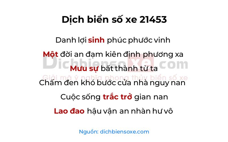 Dịch thơ biển số 21453