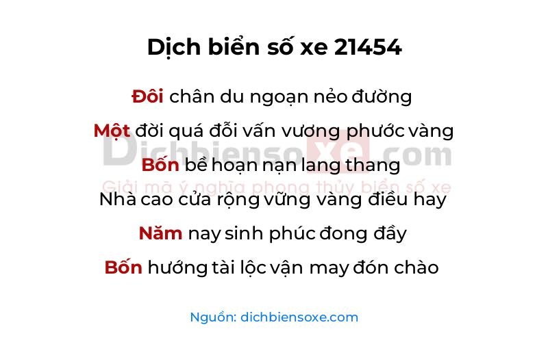 Dịch thơ biển số 21454