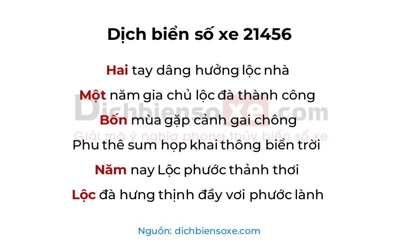 Dịch thơ biển số 21456