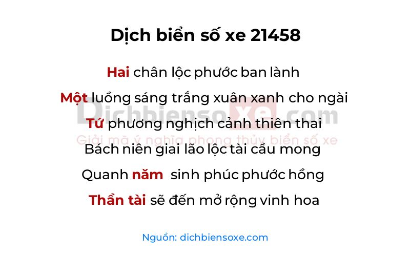Dịch thơ biển số 21458