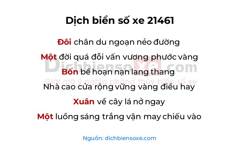 Dịch thơ biển số 21461