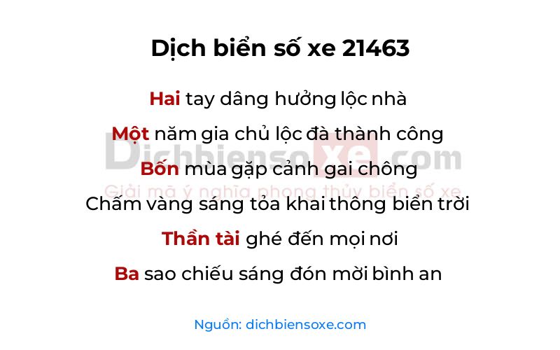Dịch thơ biển số 21463