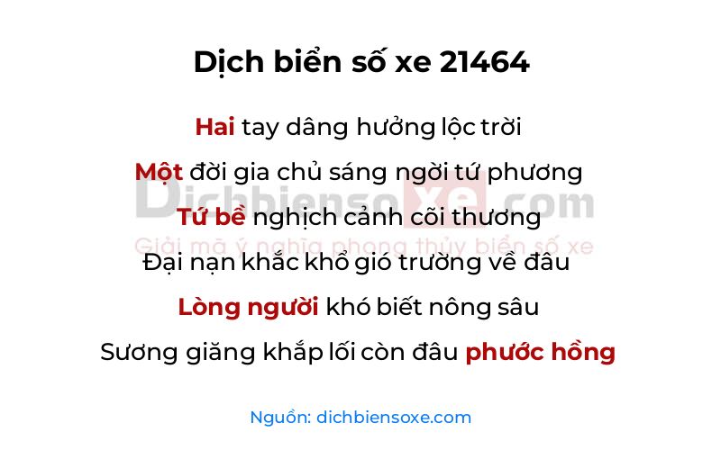 Dịch thơ biển số 21464