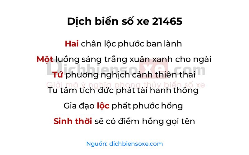 Dịch thơ biển số 21465