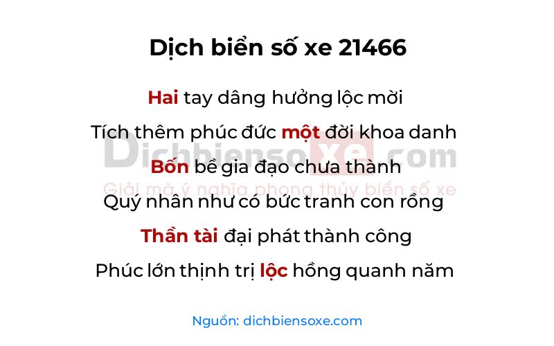 Dịch thơ biển số 21466