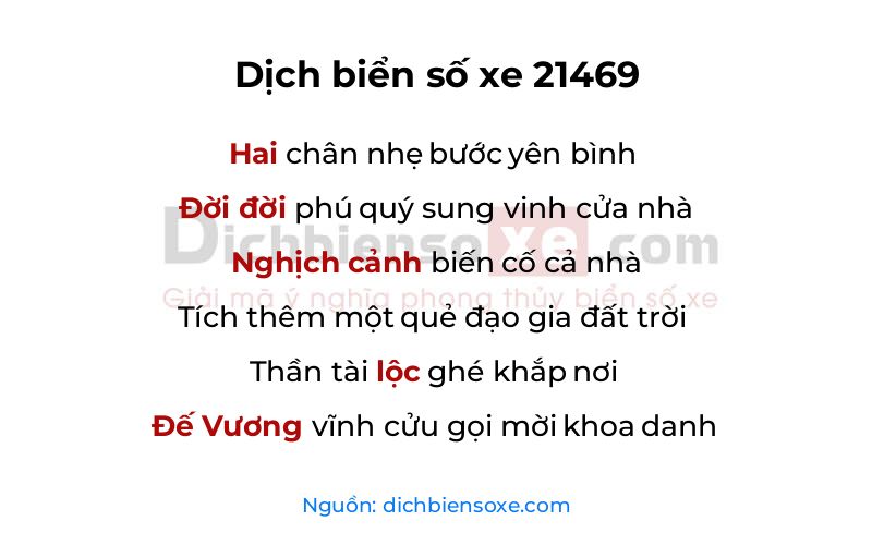 Dịch thơ biển số 21469