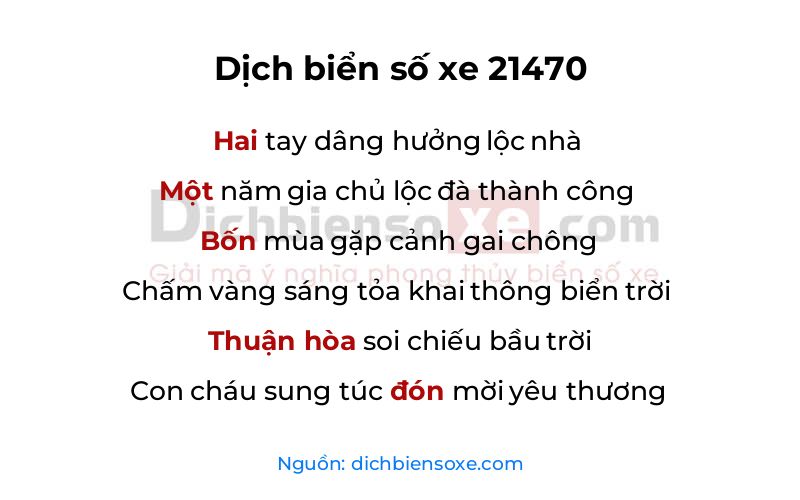 Dịch thơ biển số 21470