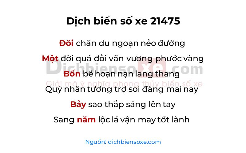 Dịch thơ biển số 21475
