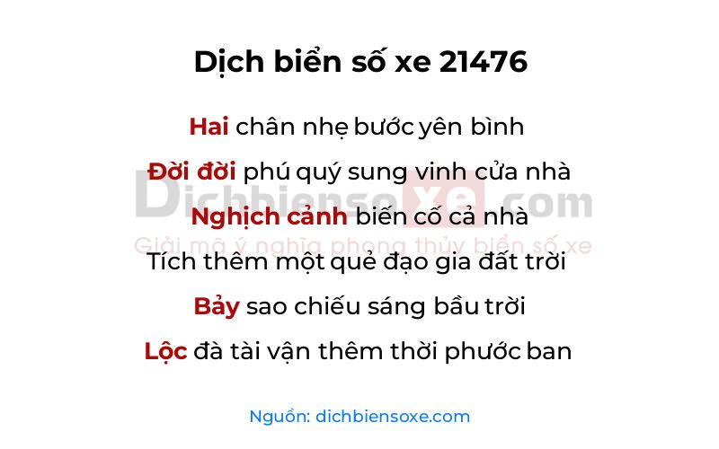 Dịch thơ biển số 21476