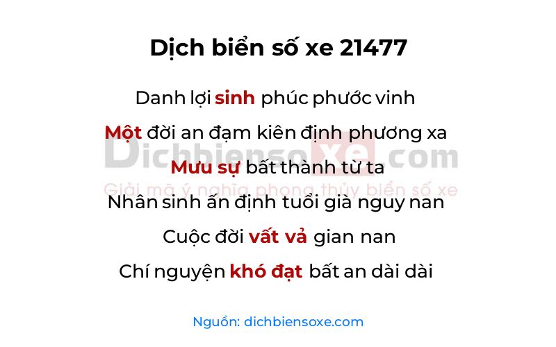 Dịch thơ biển số 21477