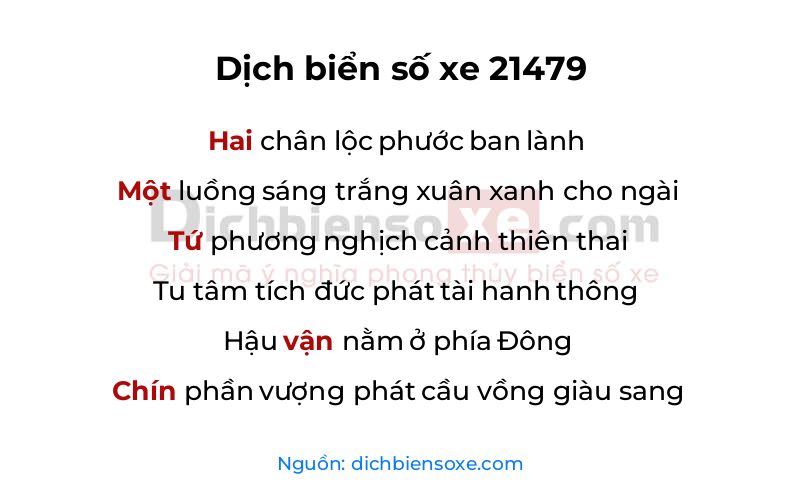 Dịch thơ biển số 21479