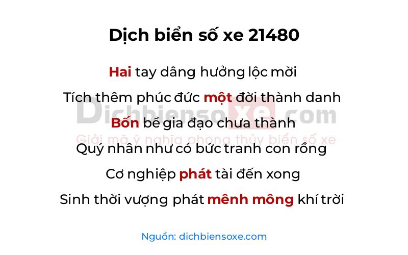 Dịch thơ biển số 21480