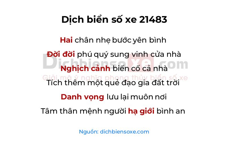 Dịch thơ biển số 21483