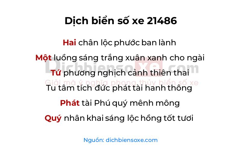 Dịch thơ biển số 21486