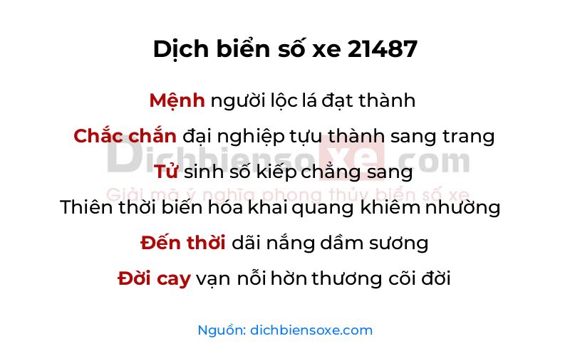 Dịch thơ biển số 21487