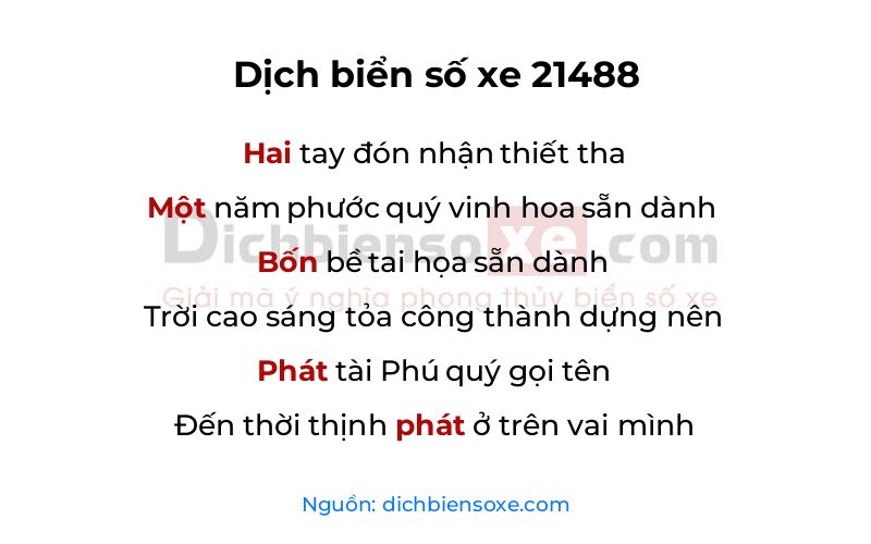 Dịch thơ biển số 21488